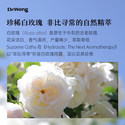 Dr.Wong白玫瑰纯露香气清雅提亮肌肤补水保湿爽肤水喷雾天然有机 300ml