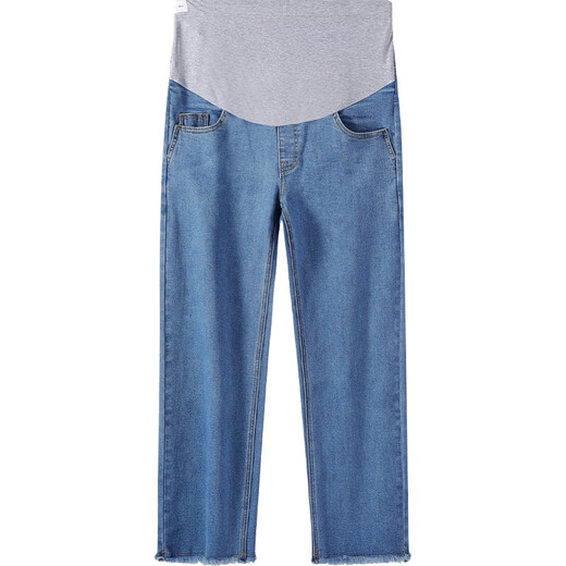 YEEHOO (Yehoo) Pantalon de maternité jeans pantalon à jambes larges minessants à taille droite pour les vêtements de printemps pour les pantalons de neuf points pour femmes L (115-125Jin [Jin est égal à 0,5 kg]))