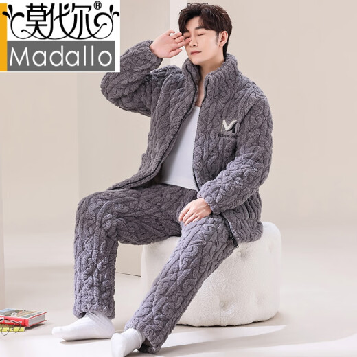 Modal's New Men's Autumn and Winter Pajamas de algodón de algodón de algodón de algodón de terciopelo de algodón de algodón de terciopelo de algodón de terciopelo