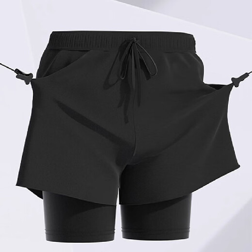 Xinnan swimming trunks men's loose quick-drying large size anti-embarrassment boxer beach shorts professional hot spring swimming equipment black men's swimming trunks [100-140Jin [Jin equals 0.5 kg]]