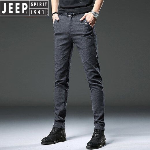 JEEP SPIRIT男士高档牛仔裤春秋款2025新款潮流弹力修身小脚裤休闲款青年长裤 【品质好货】HO653黑色 30 (腰围2尺3)