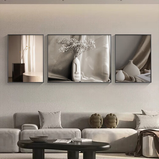 
Sense paintings, light luxury living room decoration paintings, sofa background wall murals, modern simple, atmospheric and high-end artistic hanging paintings, triptych paintings, JD15054 left and right 40*60 in the middle, 80*60 suitable for 2.5 meters, crystal porcelain aluminum alloy black frame