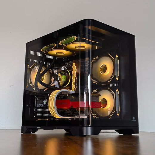 Wanjia Canopy White MINI Curved Glass Sea View Room Computer Case Desktop MATX240/360 Water Cooling Canopy MINI Black + Prism Fourth Generation ARGB Five Fans