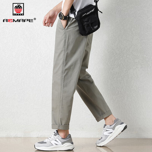 Aemape Summer Thin Casual Starns для мужчин модный бренд свободные прямые брюки для мужчин 2025 летние прохладные спортивные брюки для мужчин J9904 Khaki Grey m