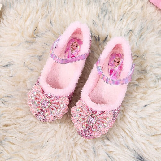 BeiRanMay Princess Elsa Shoes Summer Girls 2025 Children's Crystal Shoes Princess Elsa Shoes Little Girls Birthday High Heels Purple Rhinestone Velvet 28/Shoe Inner Length 18cm