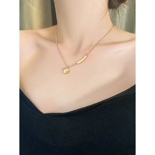 Fat Donglai's same style 18k gold smiley face necklace rose gold smile au750 pendant light luxury clavicle chain for Valentine's Day smiley face