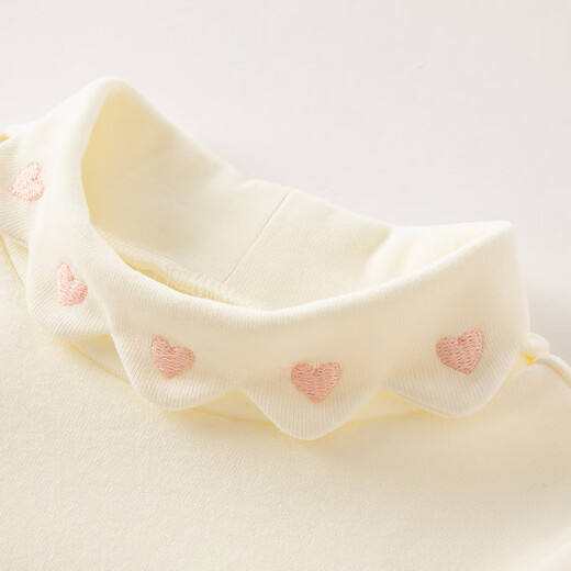 DAVE&BELLA medium and large children's bottoming shirt, high collar, girls' long-sleeved T-shirt, autumn and winter new baby tops, pullover children's clothes, frosty white, in stock, 130 cm (recommended height 120-130cm)