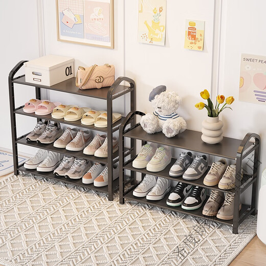 Saint-Duran simple shoe rack at home entrance college dormitory indoor multi-layer storage rental house shoe rack 2024 shoe cabinet elegant black 3 layers long 42cm