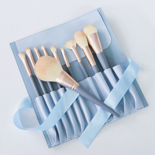 Lan Weiting makeup brush set 13 soft powder-grabbing loose powder brush eyebrow brush concealer brush full set of makeup brushes portable blue bridge brush set 10 [with brush bag]