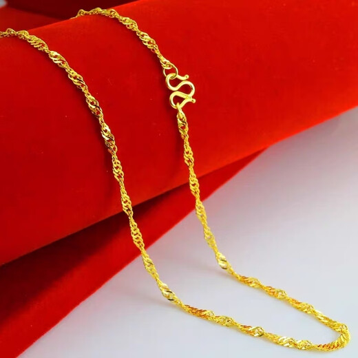 Zijue Gold 999 gold necklace for men and women, clavicle chain, gold-plated water wave chain, gift for girlfriend on Valentine's Day, water wave chain 8.4g