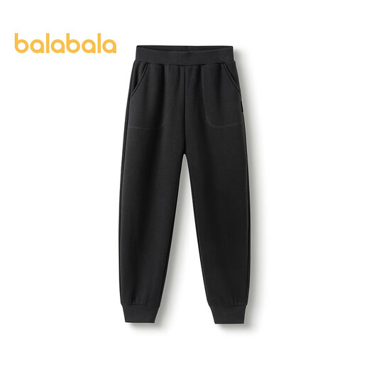 Balabala children's clothing children's pants boys and girls trousers autumn and winter sports versatile casual pants fashion sweatpants leggings trendy winter black - plus velvet to keep warm 130