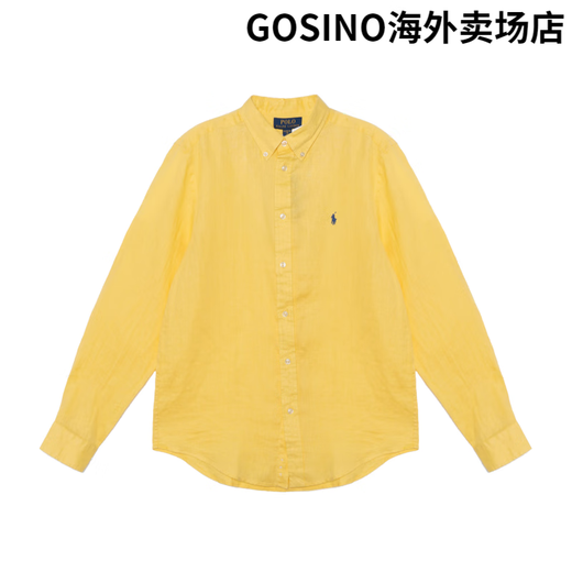 RALPH LAUREN Ralph Lauren solid color pony embroidered lapel single-breasted long-sleeved shirt yellow children's yellow S