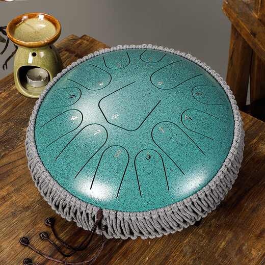 
hluru Luru Ethereal Drum 12 inch 13 tone hollow drum children students beginner adult professional percussion instrument gift [triangle style] 12 inch 13 tone stone green + stand + big gift bag