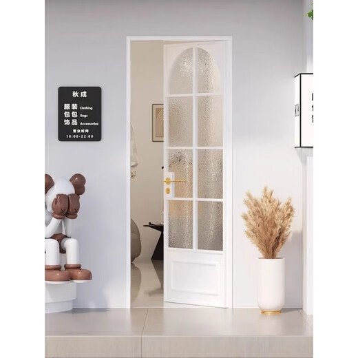 勤凯法式老铁门玻璃门卫生间门复古洗手间厕所门平开门包厢轻奢拱形门 法式复古平开门 肌肤黑