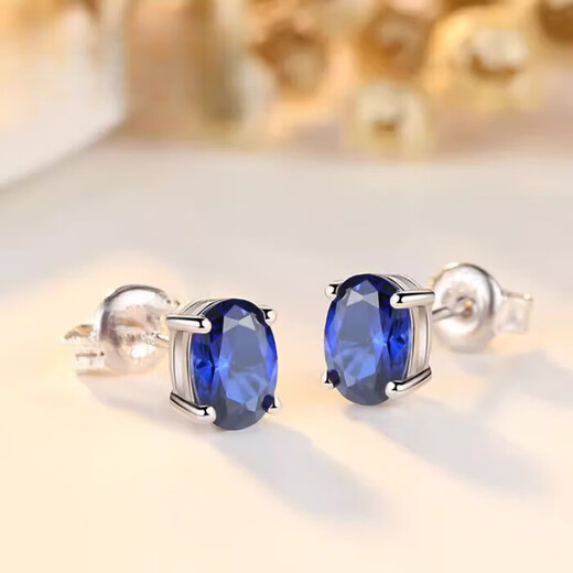 Fat Donglai's same style sapphire earrings for women, Japanese and Korean fashion colored gemstone earrings, tanzanite earrings accessories