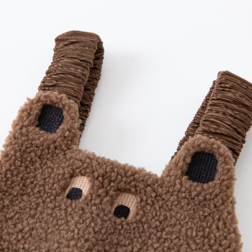 Mini Bara for boys and girls in autumn and winter new cute belly-protecting baby plus velvet overalls pants