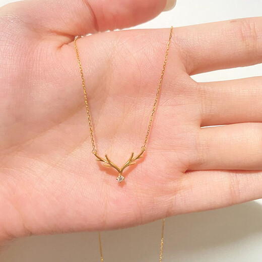 Canbei high-quality Hong Kong 22K gold with diamond antler necklace for women gold all the way with you series clavicle chain light luxury with diamond one