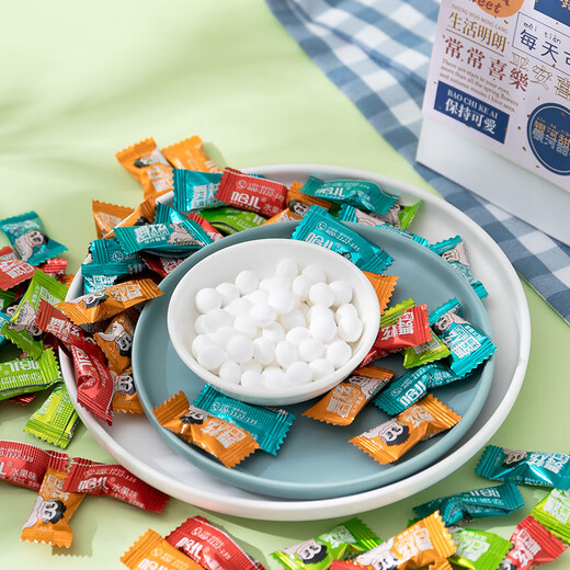 Haer Wuxuan Zuckerfreie erfrischende Tabletten Zuckergepresste Tabletten Zucker coole Minze Süßigkeiten Frisch Ton Hot Pot Hotel Hospitality Candy Mischaromen ein Stück [ungefähr 1050 kleine Pakete]