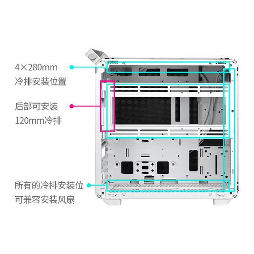 酷冷至尊(CoolerMaster)Qube酷方500 白 EATX中塔电脑台式机箱 自由拼装/280散热水冷/钢玻侧板/7硬盘位