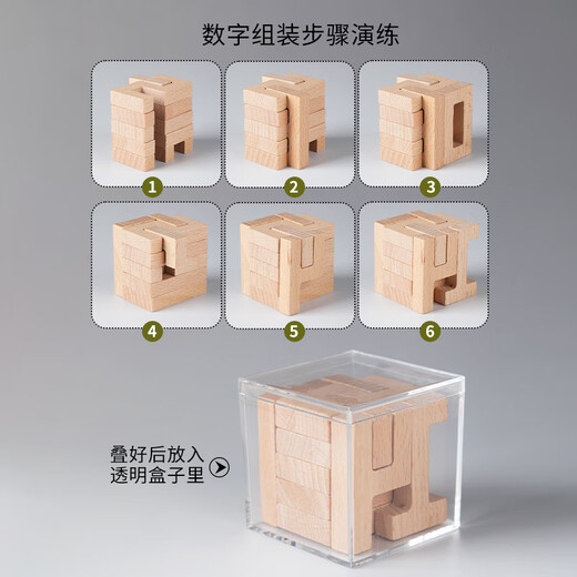 三格田魔斗拼图积木索玛立方体木制鲁班锁儿童思维空间训练玩具俄罗斯 魔斗（10颗——数字型积木）塑盒