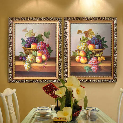 Peintures à l'huile de fruits de style européen, peintures de décoration de salon, peintures murales doubles couloirs à chambre à coucher à chambre à coucher, peintures de suspension à un seul hôtel, cadre 60x80 cm