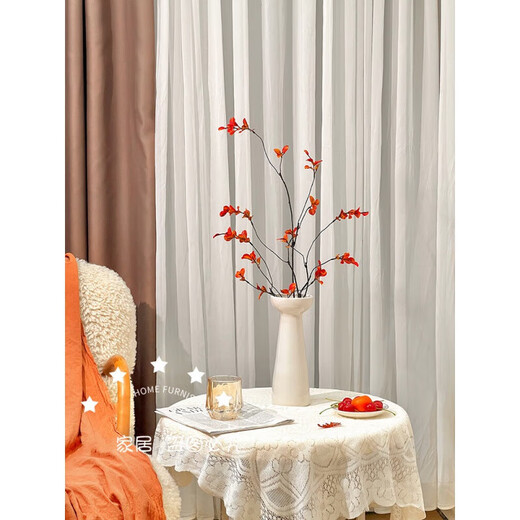 Flower e flow red maple leaf artificial flower artificial flower decoration table decoration light luxury high-end Chinese style entrance decoration flower set red leaves + ceramic vase