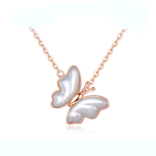 RHM 18k gold butterfly necklace for women rose gold pendant light luxury high-end clavicle chain Valentine's Day gift for girlfriend 18k gold butterfly necklace + exquisite gift box + certificate