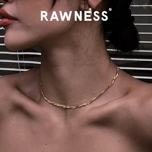 Rawness Italian double-stranded blade snake bone chain for women niche light luxury American clavicle chain ins cross necklace 3mm double-stranded/39cm gold