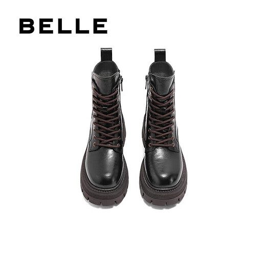 Belle (Belle) Botas de mil capas Fashion Retro Martin Boots Mujeres Hombres espesas Botas cortas B2303DZ4 Black-Fleece 37 (235 mm)