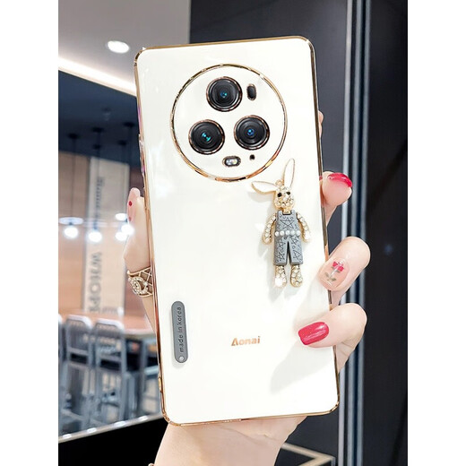 Suwu Honor magic5 mobile phone case women's cute rabbit HONOR magic 5 ultimate version personalized trendy 5pro lens all-inclusive anti-fall silicone soft protective cover Honor magic5 Pro lilac purple cute rhinestone rabbit