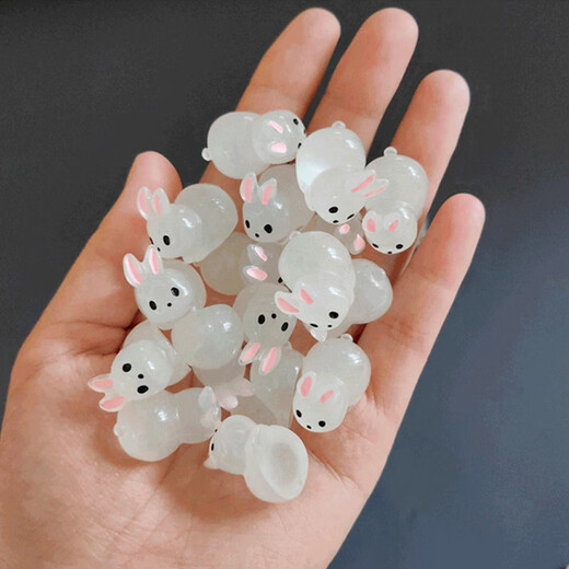 DALINGER Ornements lumineux Mini Crystal White Rabbit Children's Luminous Migne Animal Toys Doll Fluorescent Small Object Luminous [Ball Ball Rabbit] Petites pièces (couleur mixte)