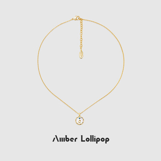 Amber Lollipop Zhang Jie's same style mother-of-pearl necklace for women light luxury letter clavicle chain anniversary birthday gift for girlfriend and wife golden brand-A