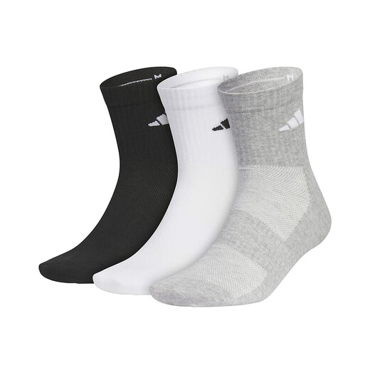 
Adidas (adidas) mid-soft socks men's socks women's socks mid-tube socks 2025 new sports socks breathable and comfortable casual socks triple pair JC9272 black and white gray S (suitable for sizes 35-38)