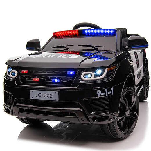 WORK BABY children's electric car four-wheel police car four-wheel drive car for men and women with remote control toy car that can sit in a baby stroller flagship version black four-wheel drive leather seat soft wheel electric drive