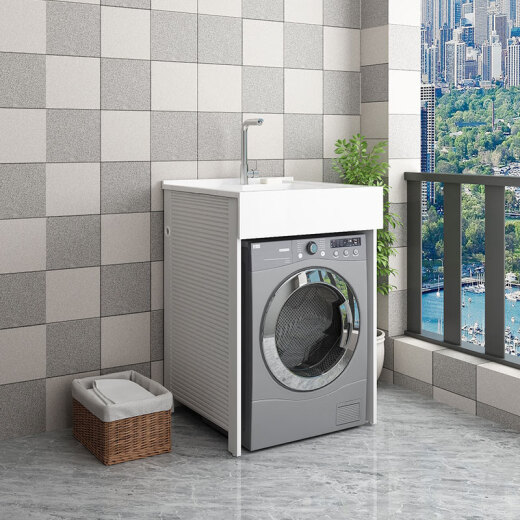 Jiumuwang sanitary ware small apartment balcony laundry cabinet space aluminum washing machine cabinet combination drum companion integrated basin integrated cabinet custom-made 66x70 without washboard