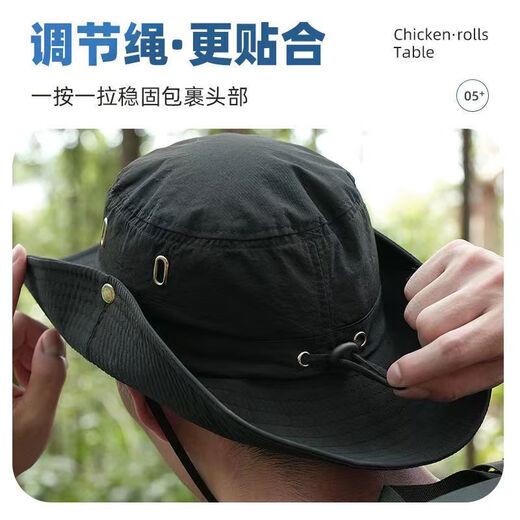 Yansitai Mountaineering Hat Men's and Women's Fisherman Hat Sun Hat Sun Protection Hat Outdoor Quick-Drying Sun Hat Western Cowboy Hat Mountaineering Equipment Black (Unisex) [Bendable brim/Waterproof and quick-drying breathable]