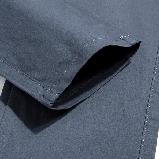 Dancing with the wolf [Cotton-Function Comfortable] Casual Commuter Mid-waist Stretch Comfortable Versatile Men's Trousers 009 Blue Gray 33