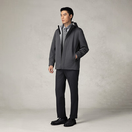 GORNIA men's casual hooded detachable windbreaker simple fashionable commuter casual jacket GBW23342333 Gray XL