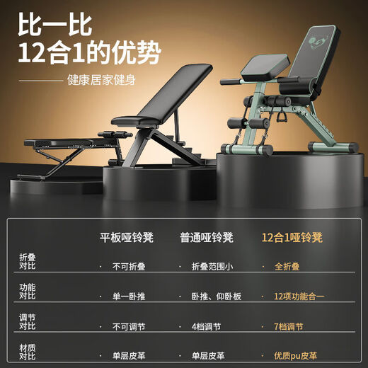 筏芯腰部放松器倒立机凳子哑铃凳卧推男士仰卧起坐辅助家用健身椅多功 【联保-质保五年】均可折叠 【九合一】哑铃凳+深蹲架+A