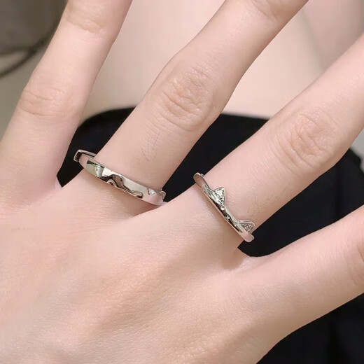 BXES925 sterling silver Cat Diary Couple Ring ins exquisite, gentle, sweet and versatile couple ring commemorative gift Cat Diary Couple Ring Couple Pair Gift Box