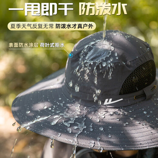 Huili sun hat men's sun protection hat outdoor face covering sun hat neck protection UV fishing straw hat simple fisherman hat
