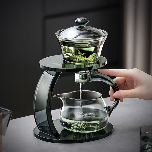 Shangyanfang glass tea set complete set for home office high-end lazy automatic tea making artifact three-piece tea set complete set