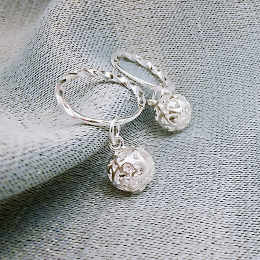 Enyin 99 Pure Silver Earrings for Women New Trendy Silver Earrings Temperament Round Gift for Girlfriend Pure Silver Earrings Earrings Hollow Earrings