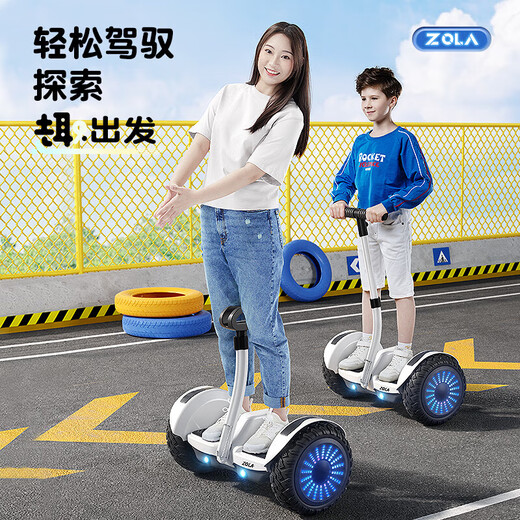 左拉（ZOLA）电动儿童平衡车3-6-12岁智能体感10岁到15岁成人腿控自动平行车  K6旗舰白54V【三控+APP+炫光轮】