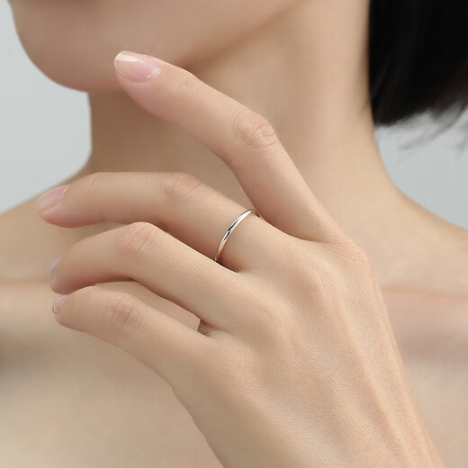 Ming brand jewelry platinum Pt950 platinum versatile small aperture plain circle couple ring gift for men and women BFM0076 platinum ring size 16 about 1.27 grams