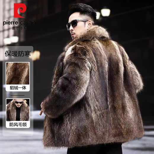 Pierre Cardin Men's Winter Winter Medium For Fur Fur One Piece Mink Coat Coat Mink Fuerz Mink Mink L [recomendado 100-120 Jin [Jin equivale a 0.5 kg]]