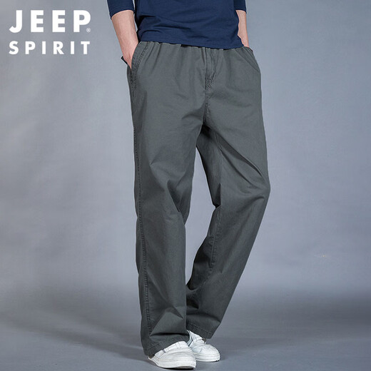Jeep Spirit Jeep Hosen Herren Frühling und Herbst Neue lose geradlinige Casual Hosen Herren Baumwollstreckhosen mittleren und junger Geschäftsleute Männer 9901 Dunkelgrau plus Fleece 2xl