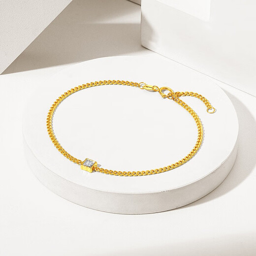 Chao Acer Zhi Jian 18K gold diamond bracelet for women, versatile side chain for girlfriend’s birthday gift C chain length is about 16cm + extension chain