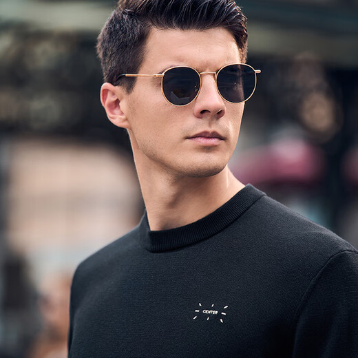 Mr. Cloth round neck long sleeve hair T solid color simple skin-friendly and comfortable cardigan men's 2025 spring and autumn new product BT11978 Piano Black 2XL (185)