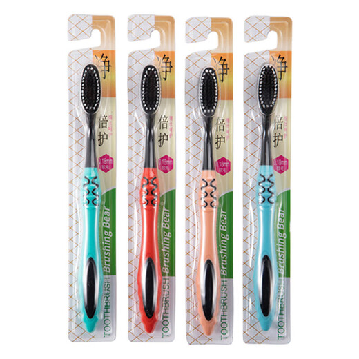 BRUSHING BEAR Sam's same toothbrush with soft bristles and charcoal wire gum protection for adult family wear for men and women, 10 individual packs